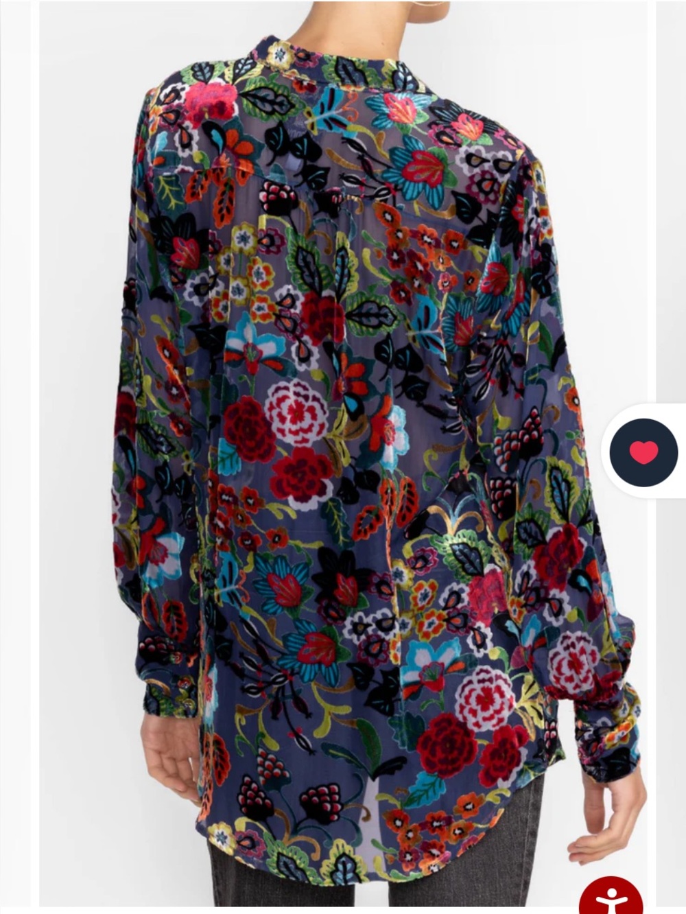 Johnny Was Minto Burnout Yrene Blouse Colorful Velvet Top Whimsigoth Medium NWT - Picture 12 of 13